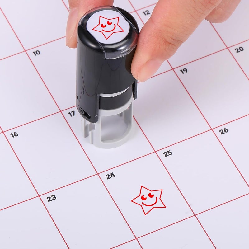 Supervitae 2 Pack Smile Star Print Stamps Red Ink Smile Star Stamper Mini Self Inking Stamps for Party Activities Craft Supplies - Image 5